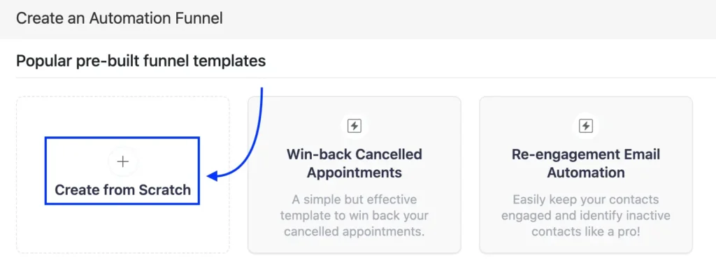 create automation funnel from scratch